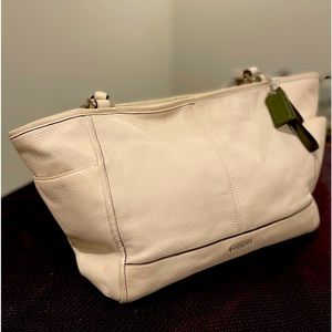 Large Coach White Leather Bag